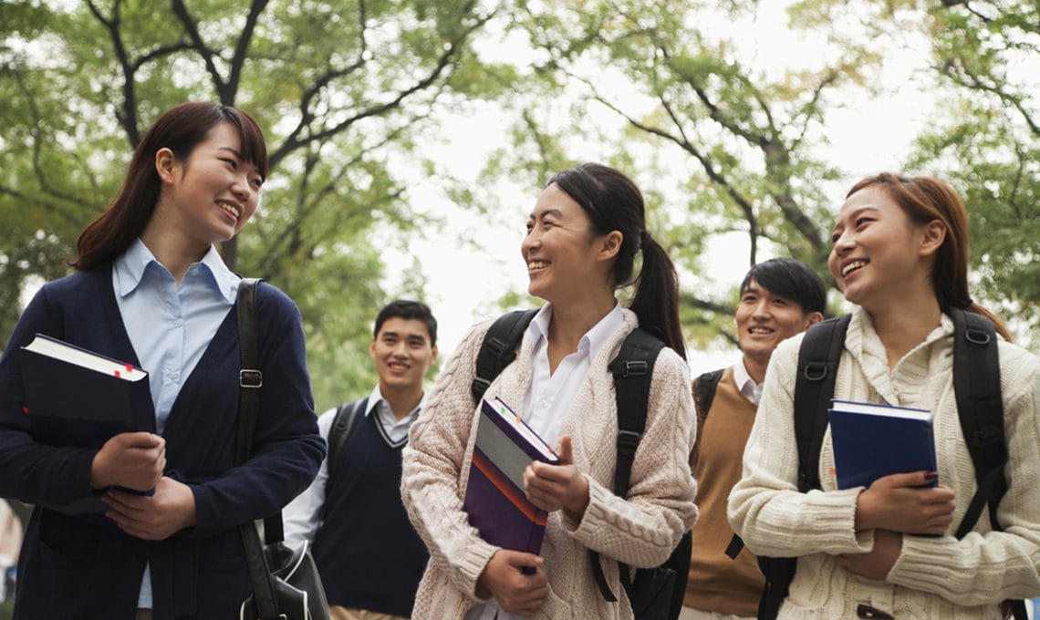 Chinese university students on campus